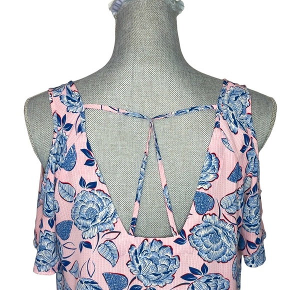 Kut from the Kloth MC Pink and Blue Backless Short Sleeve Blouse size S - Picture 5 of 11